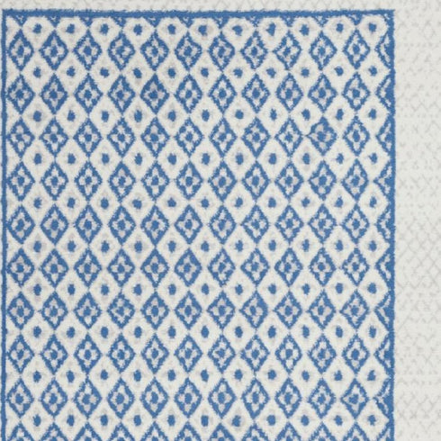 Ivory and Blue Geometric Area Rug